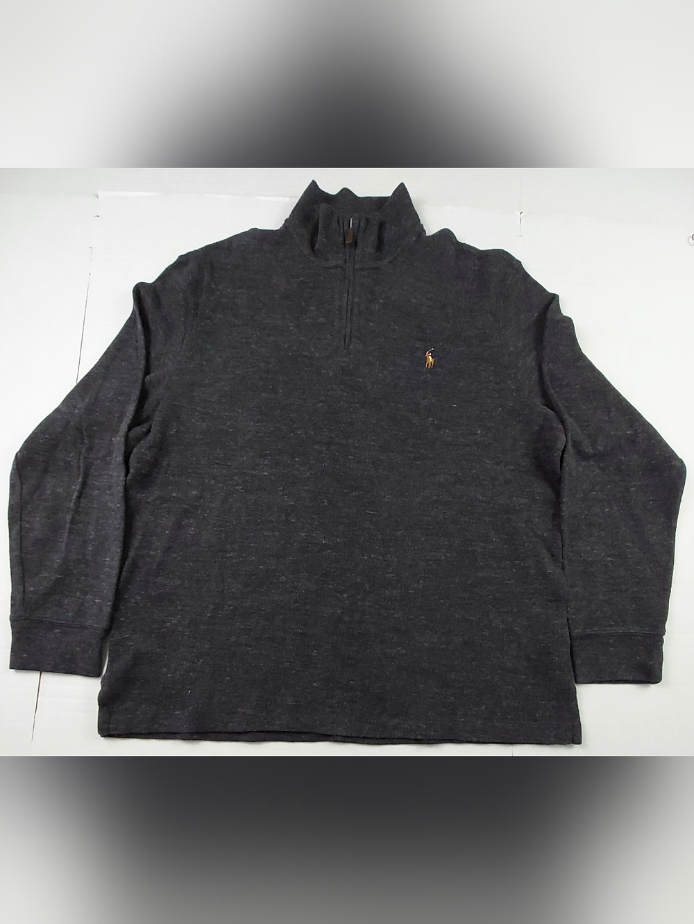 Polo Ralph Lauren Estate Rib Shirt Mens Large Gray 1/4 Zip Pullover Long Sleeve